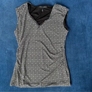White House Black Market sleeveless black/white office layering neutral top chic